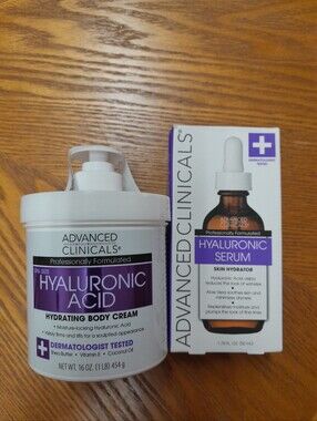 Advanced Clinicals Hyaluronic Serum Skin Hydrator/Body Cream NWT Size:1.75floz